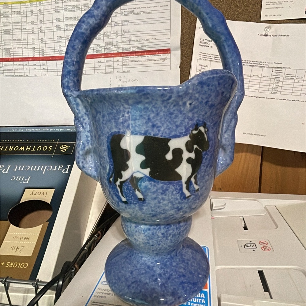 Rustic Blue Holstein spongeware Vase